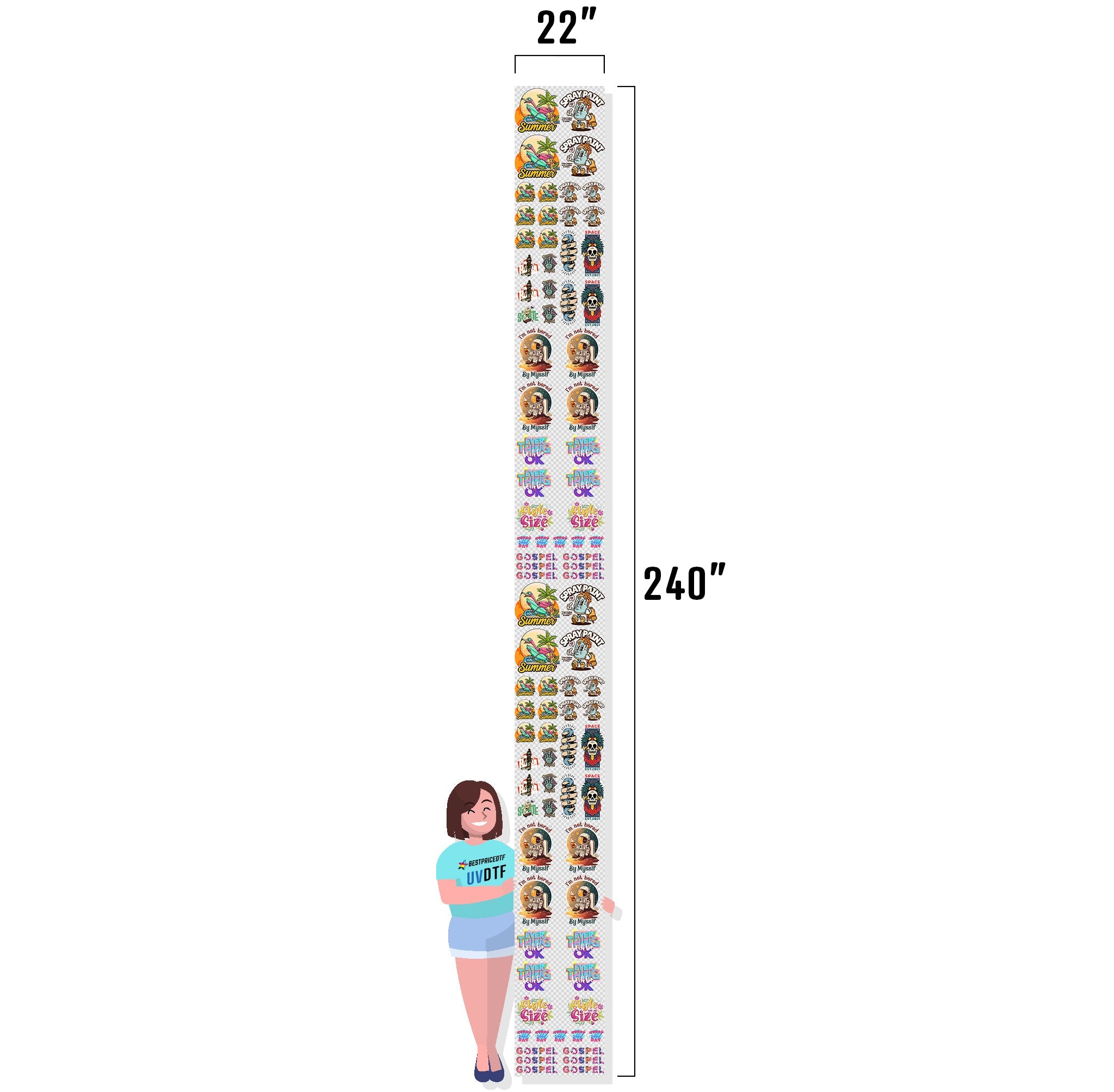 UV DTF Gang Roll 22 x 240 inch (20 ft).